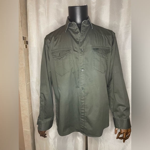 Armani Jeans Other - Armani Jeans Long Sleeve Shirt Green Size XXL, Double Breast Pockets Elbow Patch